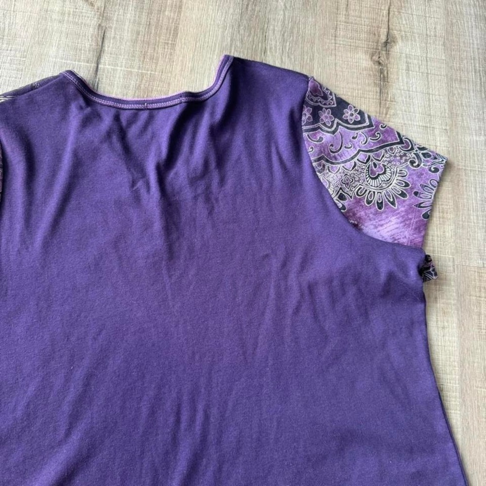 Y2K Dressbarn Henley Women's Plus Size 2X Purple Fairycore Paisley Indie Boho - Picture 6 of 8